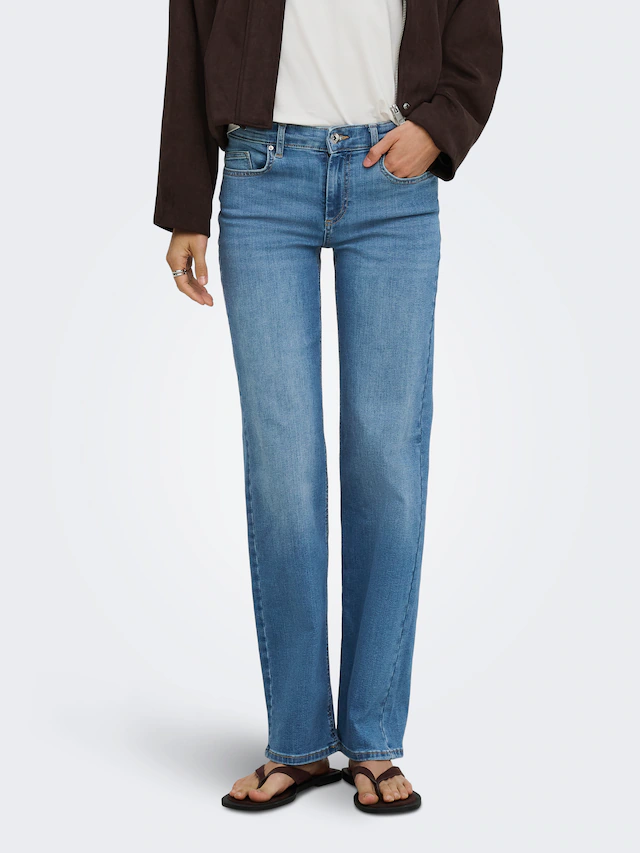 ONLY Straight-Jeans »ONLWINNIE MID STRAIGHT DNM« Baumwollmischung, straight fit, mid waist