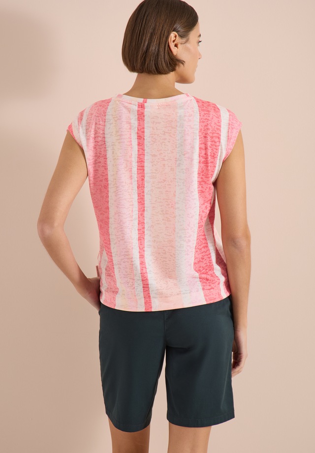 Cecil Kurzarmshirt Sommershirt in Ausbrenner-Optik/Streifen-Muster