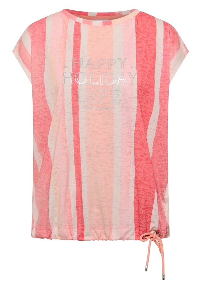 Cecil Kurzarmshirt Sommershirt in Ausbrenner-Optik/Streifen-Muster