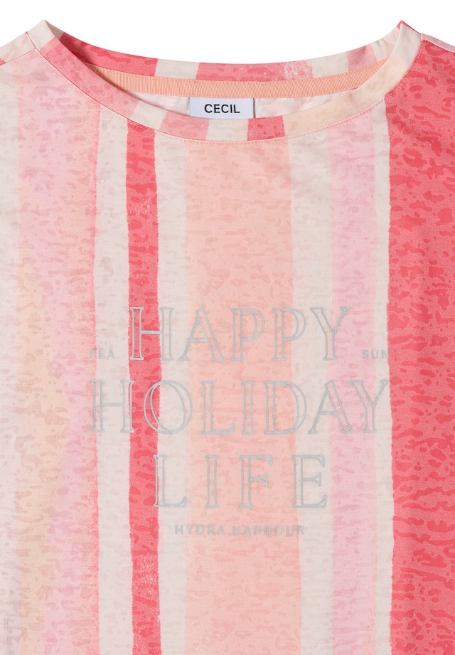 Cecil Kurzarmshirt Sommershirt in Ausbrenner-Optik/Streifen-Muster