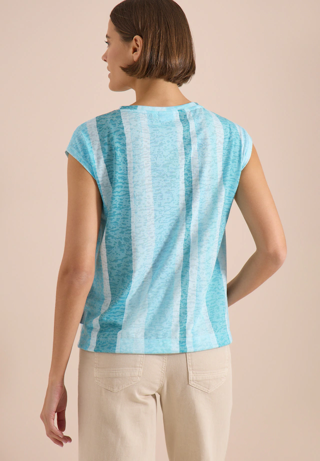 Cecil Kurzarmshirt Sommershirt in Ausbrenner-Optik/Streifen-Muster