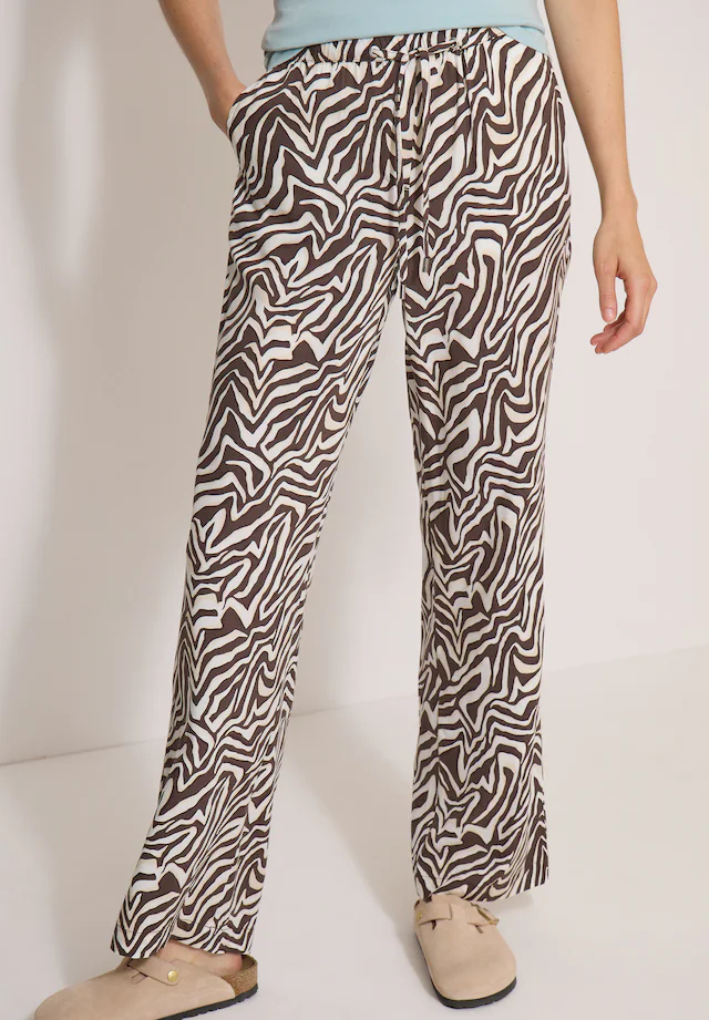 Cecil Stoffhose Sommerhose, abstrahierter Zebraprint, Elastikbund