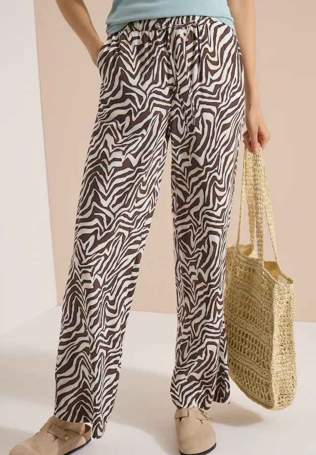 Cecil Stoffhose Sommerhose, abstrahierter Zebraprint, Elastikbund