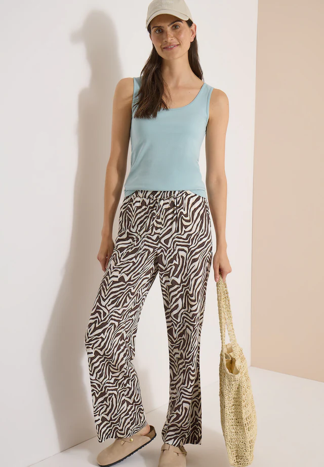Cecil Stoffhose Sommerhose, abstrahierter Zebraprint, Elastikbund