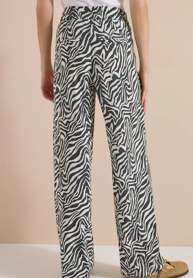 Cecil Stoffhose Sommerhose, abstrahierter Zebraprint, Elastikbund