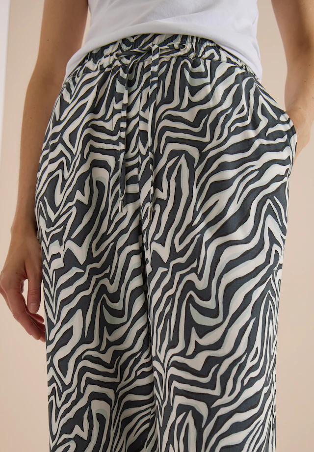 Cecil Stoffhose Sommerhose, abstrahierter Zebraprint, Elastikbund