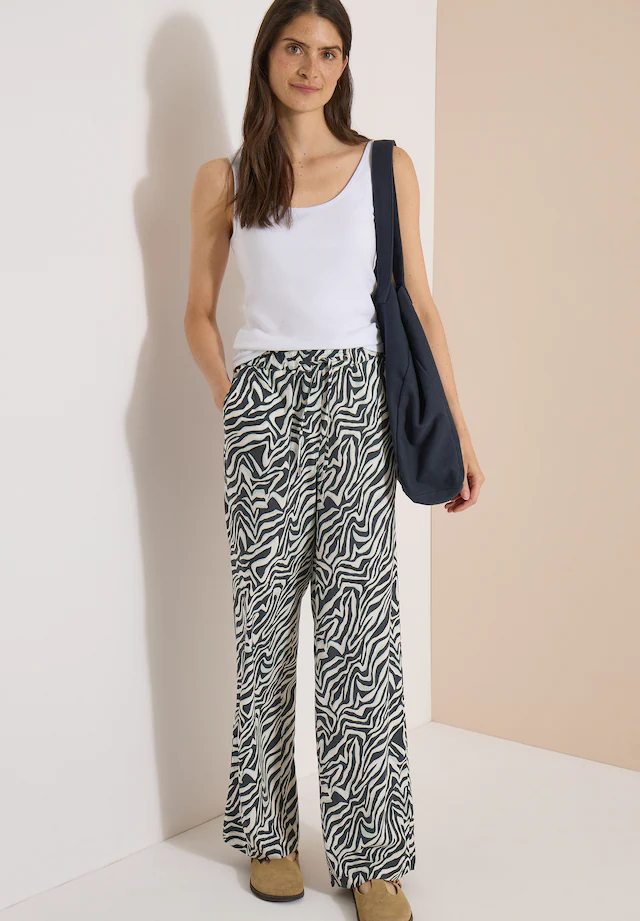 Cecil Stoffhose Sommerhose, abstrahierter Zebraprint, Elastikbund