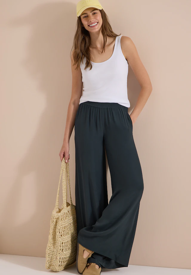 Cecil Stoffhose Loose Fit, Viskose, feine Struktur