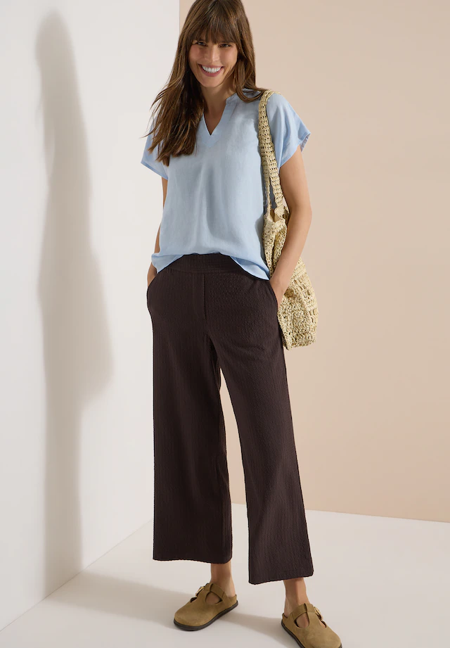 Cecil 7/8-Hose »Style Neele« Seersucker-Qualität, Elastikbund, weites Bein
