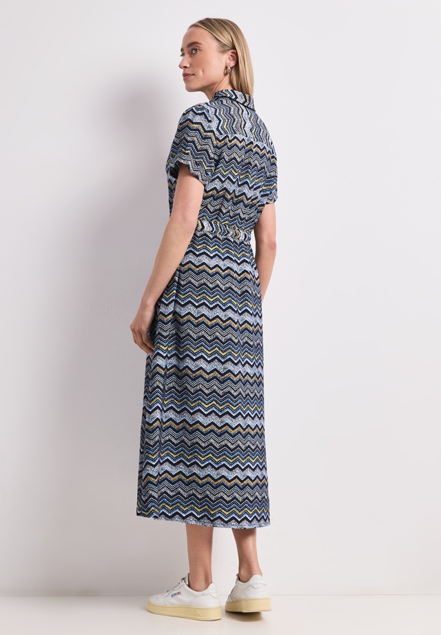 STREET ONE Midikleid Eingrifftaschen Sommerkleid mit Zick-Zack-Muster