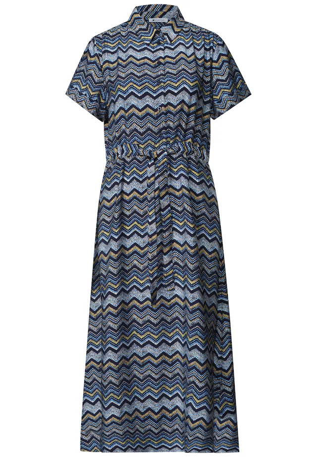 STREET ONE Midikleid Eingrifftaschen Sommerkleid mit Zick-Zack-Muster
