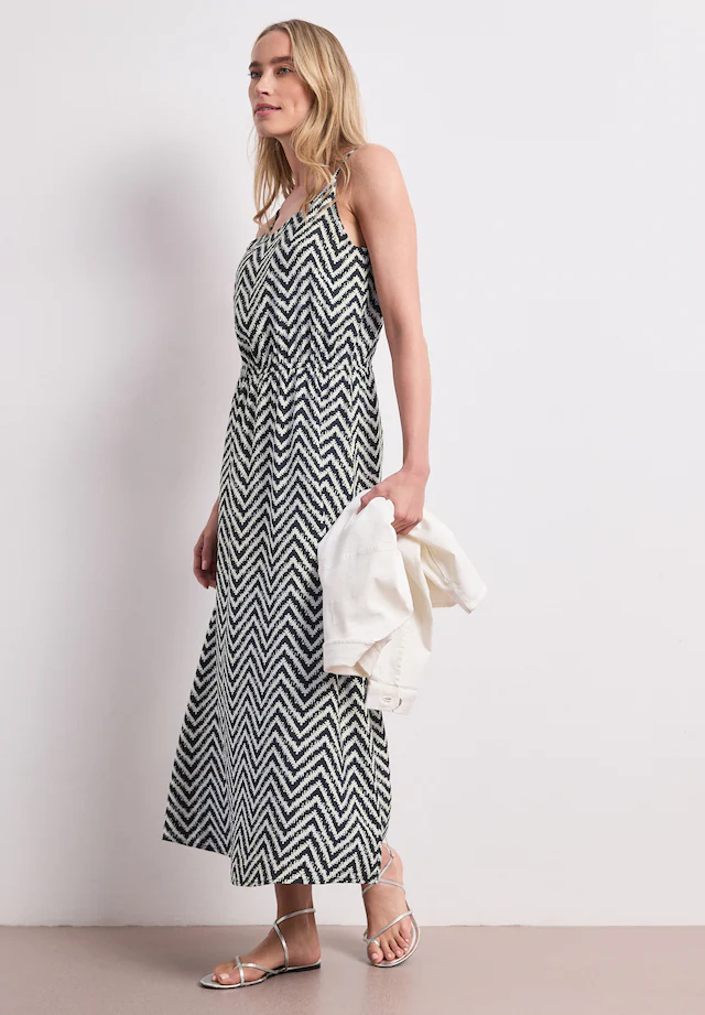STREET ONE Midikleid Ohne Taschen Sommerkleid mit Zick-Zack-Muster