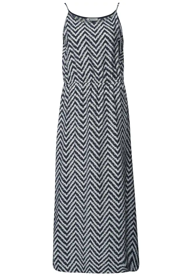 STREET ONE Midikleid Ohne Taschen Sommerkleid mit Zick-Zack-Muster