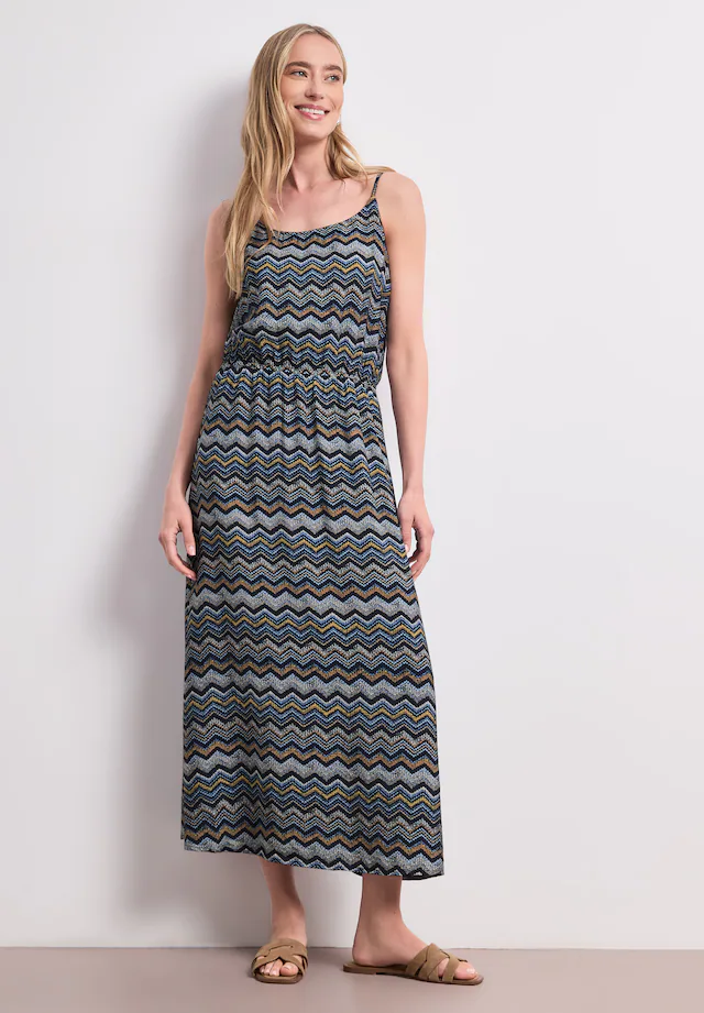 STREET ONE Midikleid Ohne Taschen Sommerkleid mit Zick-Zack-Muster
