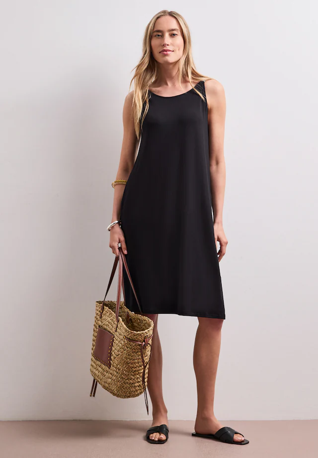 STREET ONE Shirtkleid Ohne Taschen Sommerkleid mit Schnallendetail/Viskose-Stretch
