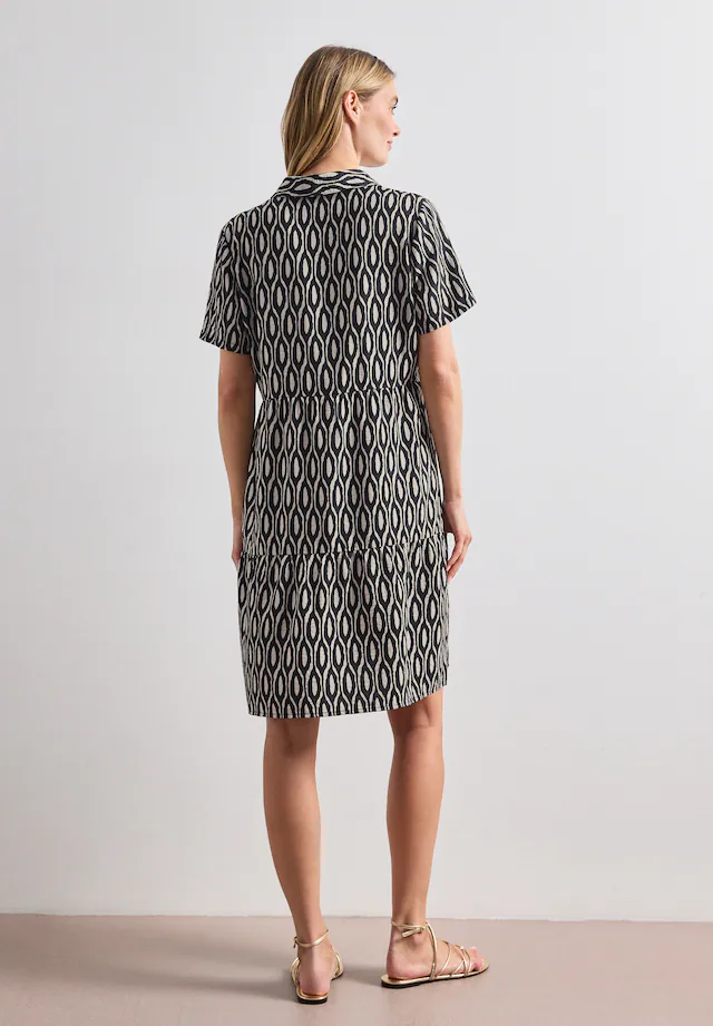 STREET ONE Druckkleid Ohne Taschen Knielanges Sommerkleid, Kurzarm, bedruckt