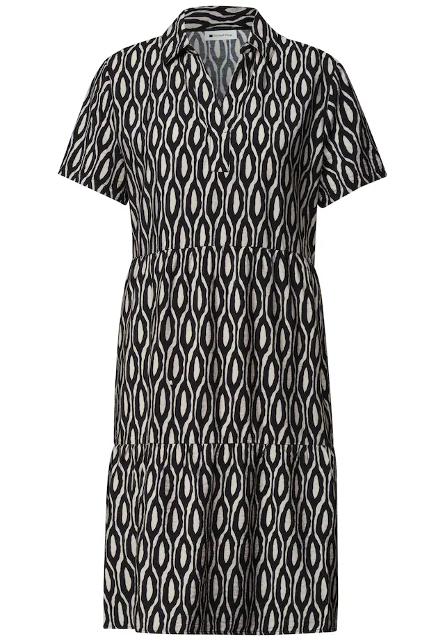 STREET ONE Druckkleid Ohne Taschen Knielanges Sommerkleid, Kurzarm, bedruckt