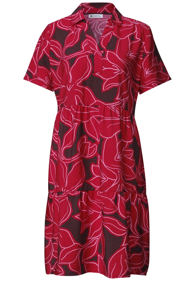 STREET ONE Druckkleid Ohne Taschen Knielanges Sommerkleid, Kurzarm, bedruckt