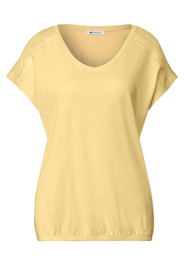 STREET ONE T-Shirt mit abgerundetem V-Ausschnitt