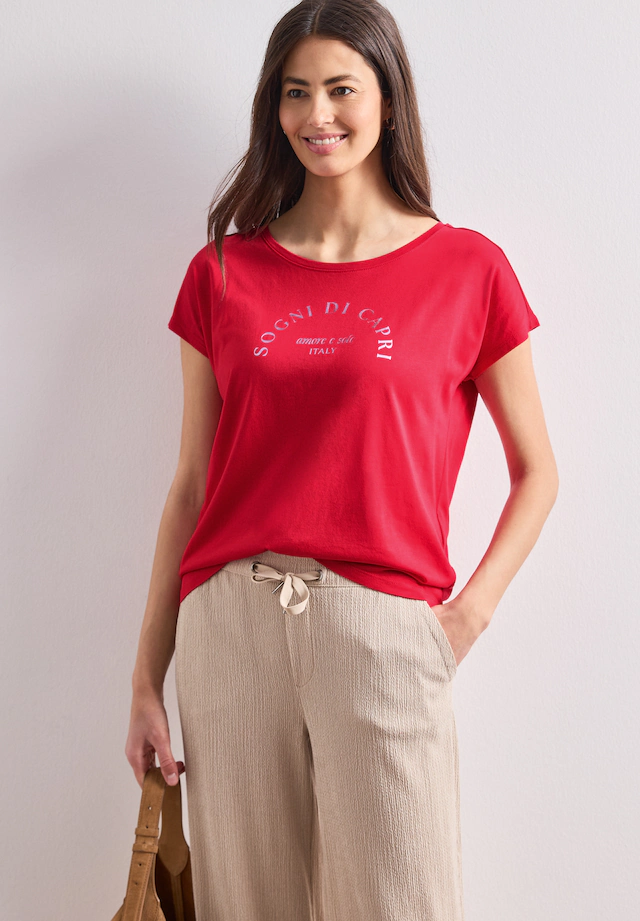 STREET ONE Shirttop Sommershirt mit Wording Artwork