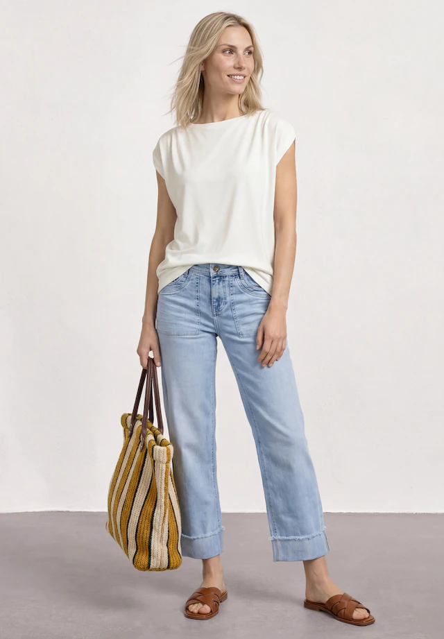 STREET ONE Shirttop Sommershirt mit Raffung