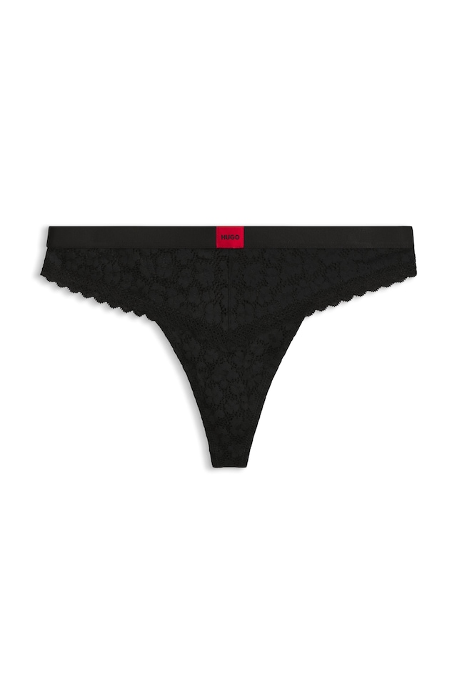 HUGO Underwear String »SAVANA« aus Spitze mit Leopardenmuster und Logo am Bund
