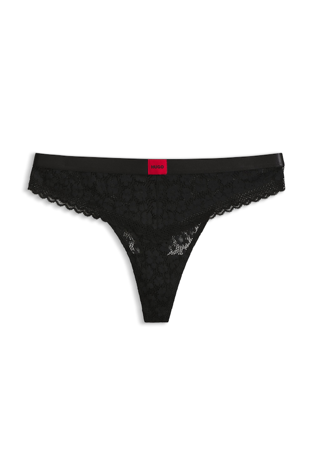 HUGO Underwear String »SAVANA« aus Spitze mit Leopardenmuster und Logo am Bund