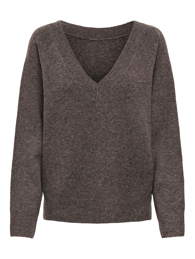 ONLY Strickpullover »ONLRENE LS V-NECK REVERSIBEL KNT NOOS« Materialmix, regular fit