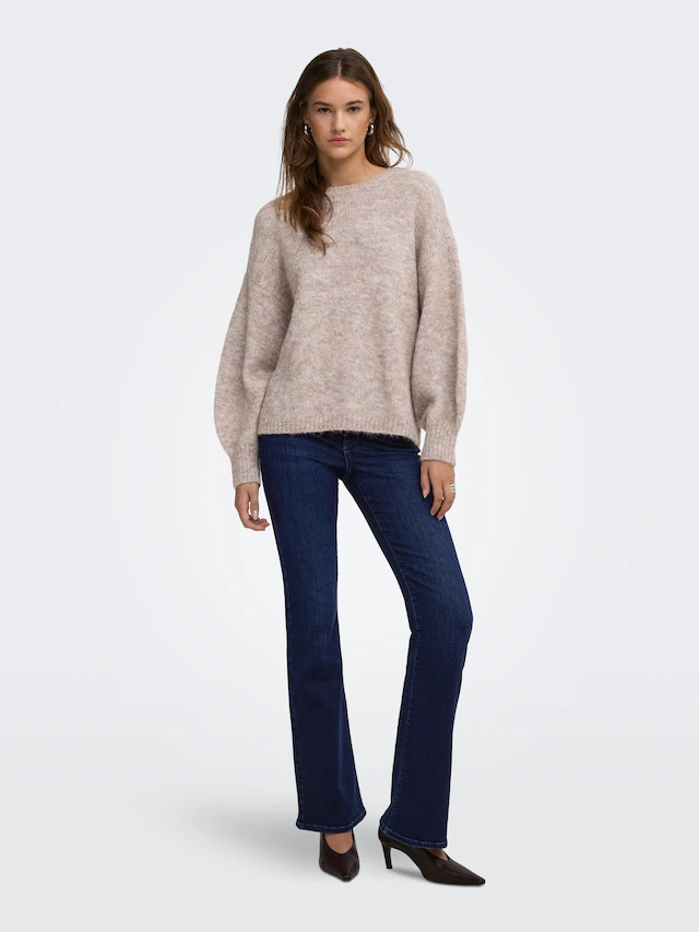 ONLY Strickpullover »ONLNELLIE LS O-NECK KNT NOOS« Materialmix, regular fit