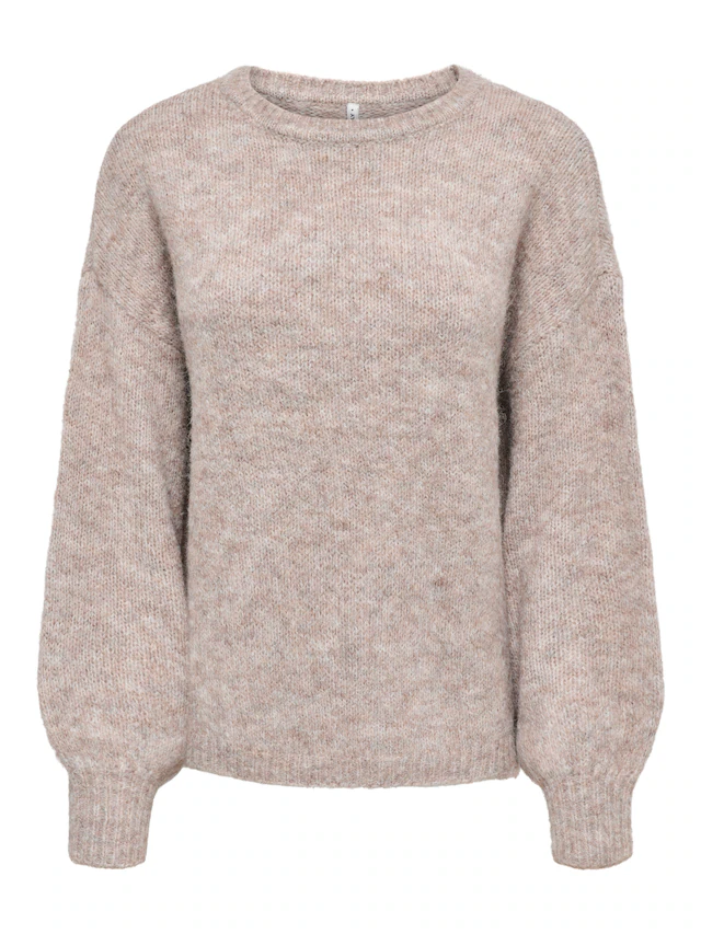 ONLY Strickpullover »ONLNELLIE LS O-NECK KNT NOOS« Materialmix, regular fit