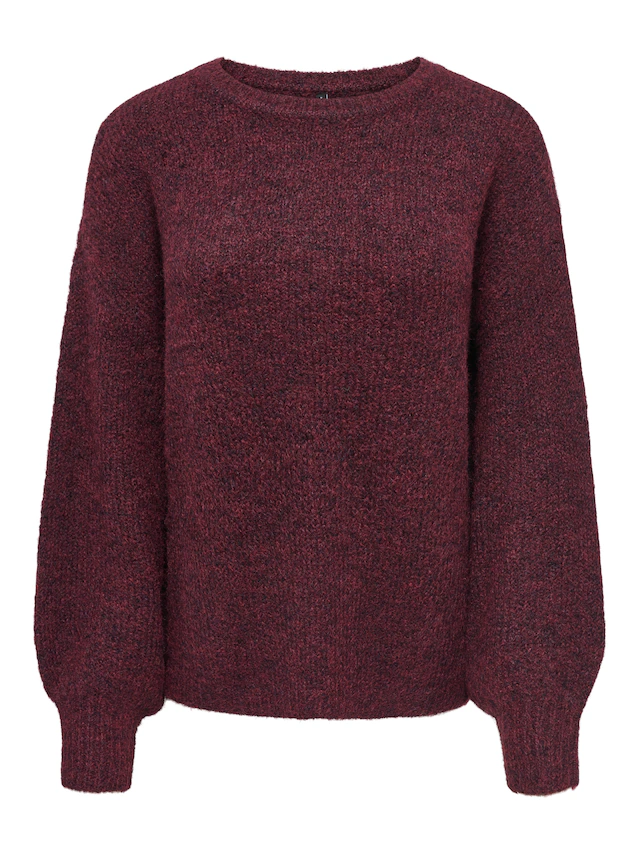 ONLY Strickpullover »ONLNELLIE LS O-NECK KNT NOOS« Materialmix, regular fit