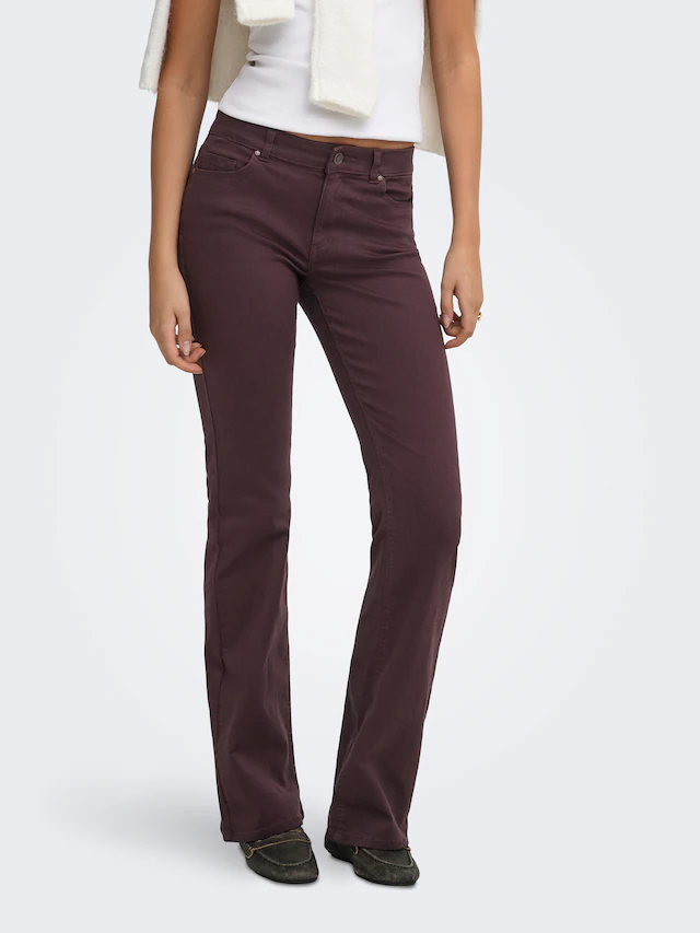 ONLY Bootcuthose »ONLBLUSH MID FLARED COLOUR PANT PNT NOOS« Baumwollmischung, bootcut fit