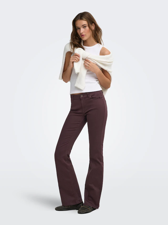 ONLY Bootcuthose »ONLBLUSH MID FLARED COLOUR PANT PNT NOOS« Baumwollmischung, bootcut fit