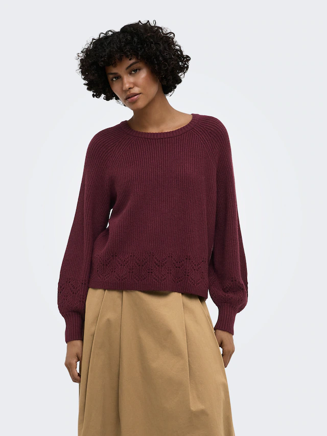 ONLY Strickpullover »ONLPRINCESS LS O-NECK DETAIL KNT« Viskosemischung, regular fit
