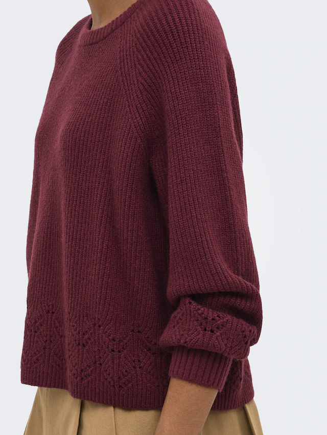 ONLY Strickpullover »ONLPRINCESS LS O-NECK DETAIL KNT« Viskosemischung, regular fit