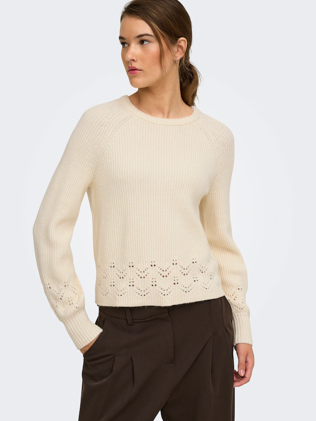 ONLY Strickpullover »ONLPRINCESS LS O-NECK DETAIL KNT« Viskosemischung, regular fit