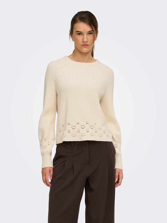 ONLY Strickpullover »ONLPRINCESS LS O-NECK DETAIL KNT« Viskosemischung, regular fit