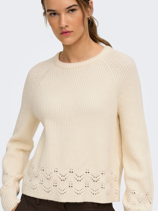 ONLY Strickpullover »ONLPRINCESS LS O-NECK DETAIL KNT« Viskosemischung, regular fit