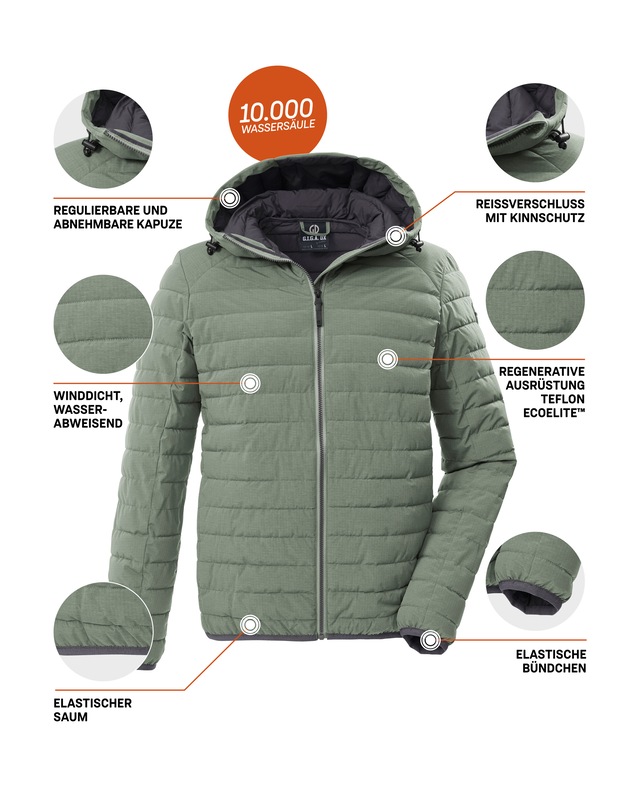 G.I.G.A. DX by killtec Steppjacke »GS 86 MN QLTD JCKT« Schmale, wasserabweisende Herren Steppjacke mit abnehmbarer Kapuze