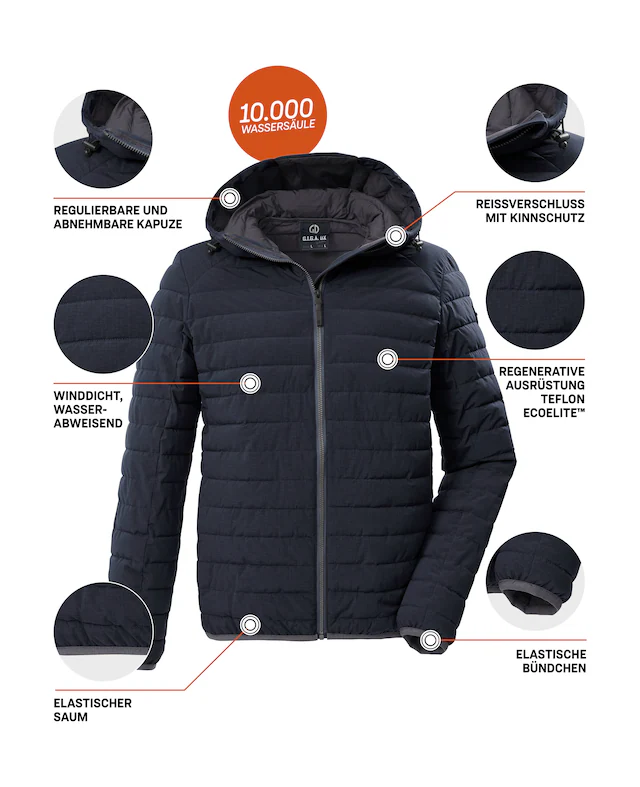 G.I.G.A. DX by killtec Steppjacke »GS 86 MN QLTD JCKT« Schmale, wasserabweisende Herren Steppjacke mit abnehmbarer Kapuze