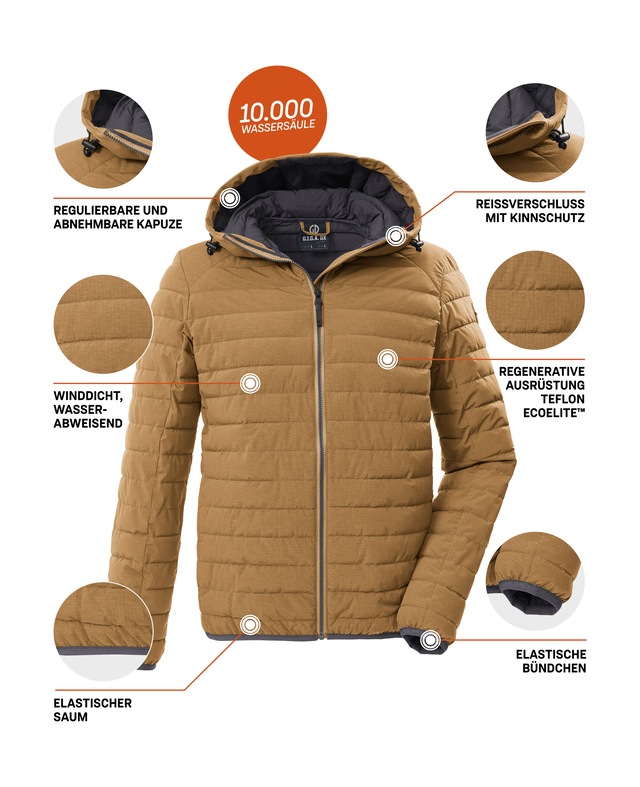 G.I.G.A. DX by killtec Steppjacke »GS 86 MN QLTD JCKT« Schmale, wasserabweisende Herren Steppjacke mit abnehmbarer Kapuze
