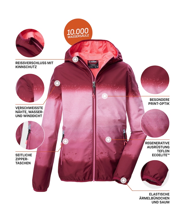 Killtec Funktionsjacke »KOS 155 GRLS JCKT« Leichte, wetterfeste Mädchenjacke mit All-Over-Print