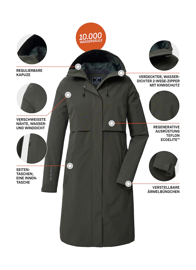Killtec Parka »KOS 46 WMN PRK« Wasserdichter Damenparka, atmungsaktiv, verstellbare Details