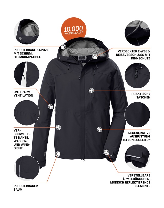 Killtec Funktionsjacke »KOS 27 MN JCKT« Leichte, wasserdichte, atmungsaktive 3-Lagen Funktionsjacke