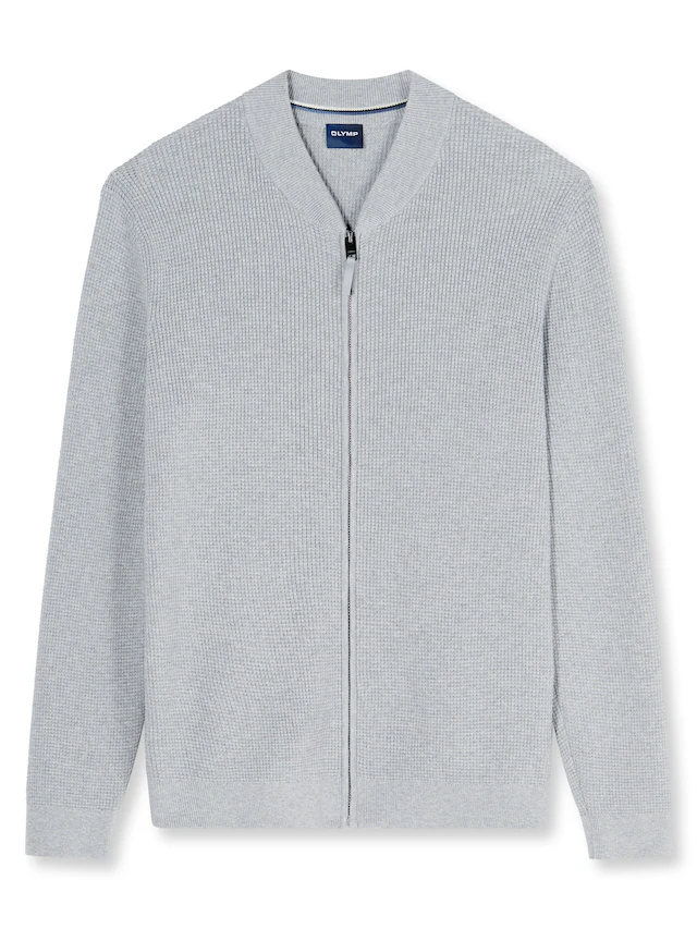 OLYMP Cardigan »Casual« Baumwollmix, Rippkragen, Regular Fit
