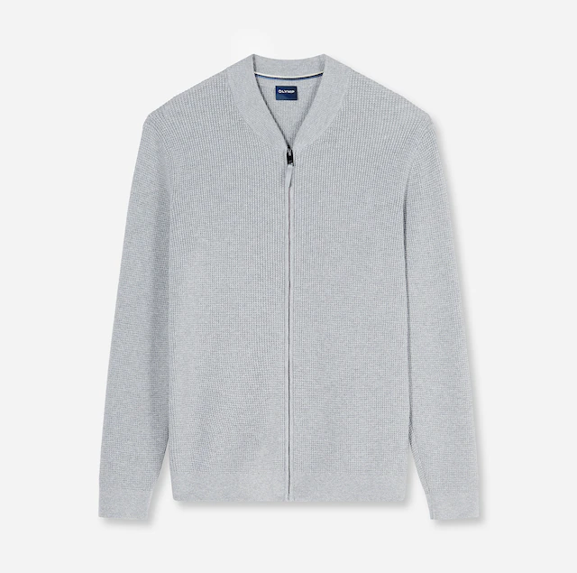 OLYMP Cardigan »Casual« Baumwollmix, Rippkragen, Regular Fit
