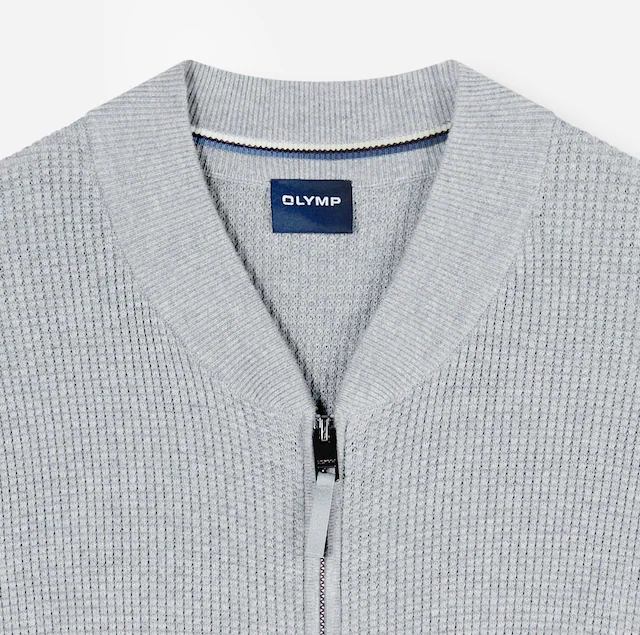 OLYMP Cardigan »Casual« Baumwollmix, Rippkragen, Regular Fit