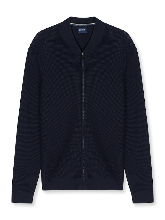 OLYMP Cardigan »Casual« Baumwollmix, Rippkragen, Regular Fit