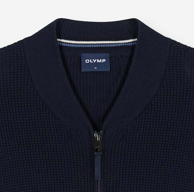 OLYMP Cardigan »Casual« Baumwollmix, Rippkragen, Regular Fit
