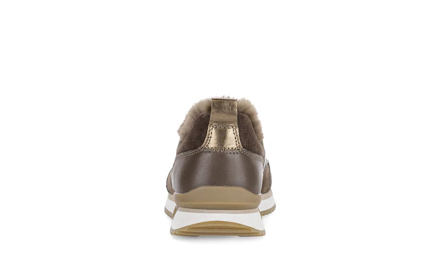 Gabor Sneaker Keilabsatz, Schnürschuh mit Fellimitat am Schaftrand, G-Weite